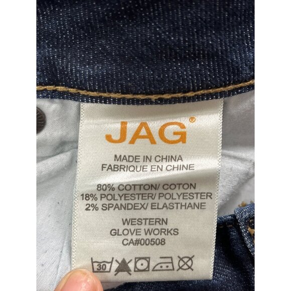 Jag Womens Dark Wash Cropped Bootcut Jeans Mid Rise Raw Sz 6P - Picture 10 of 11